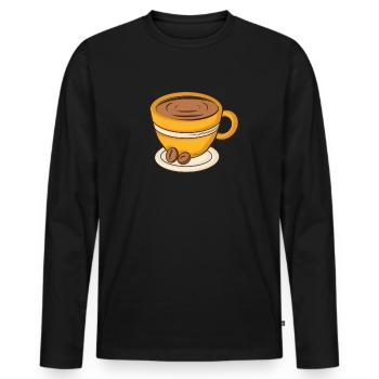 Coffee Cup Cappuccino - Men's Premium Organic Long Sleeve Shirt - black - Front - Nico (187cm)