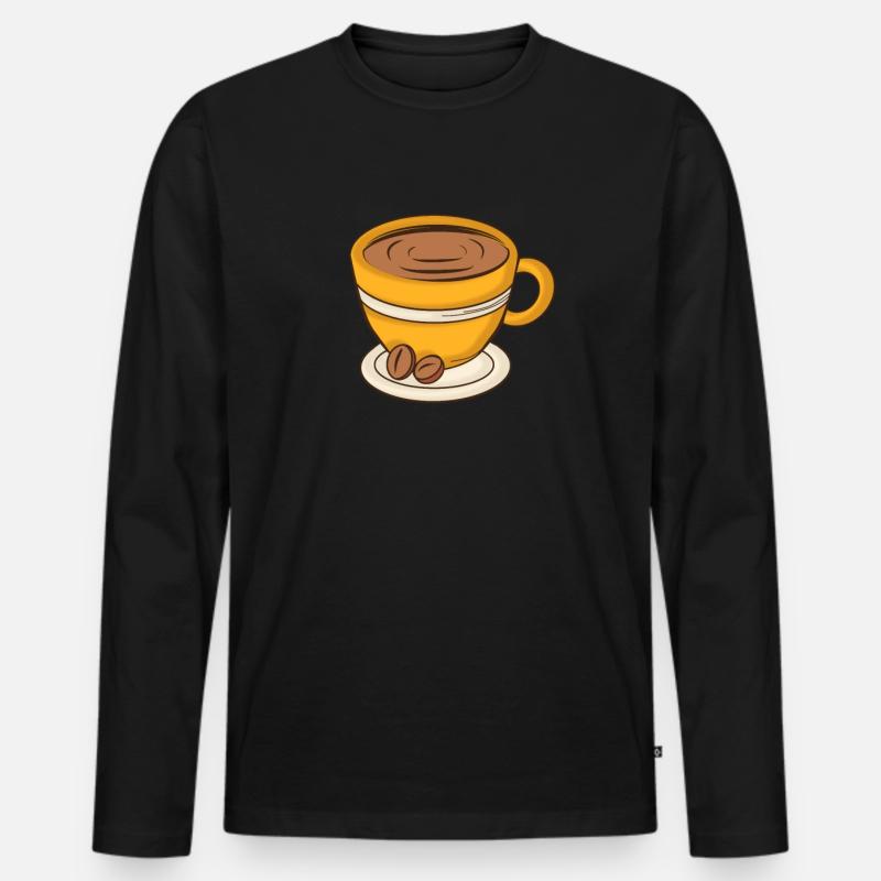 Kaffeetasse Cappuccino - Männer Premium Bio Langarmshirt - Schwarz