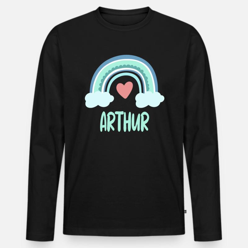 Arthur Name Regenbogen Baby - Männer Premium Bio Langarmshirt - Schwarz