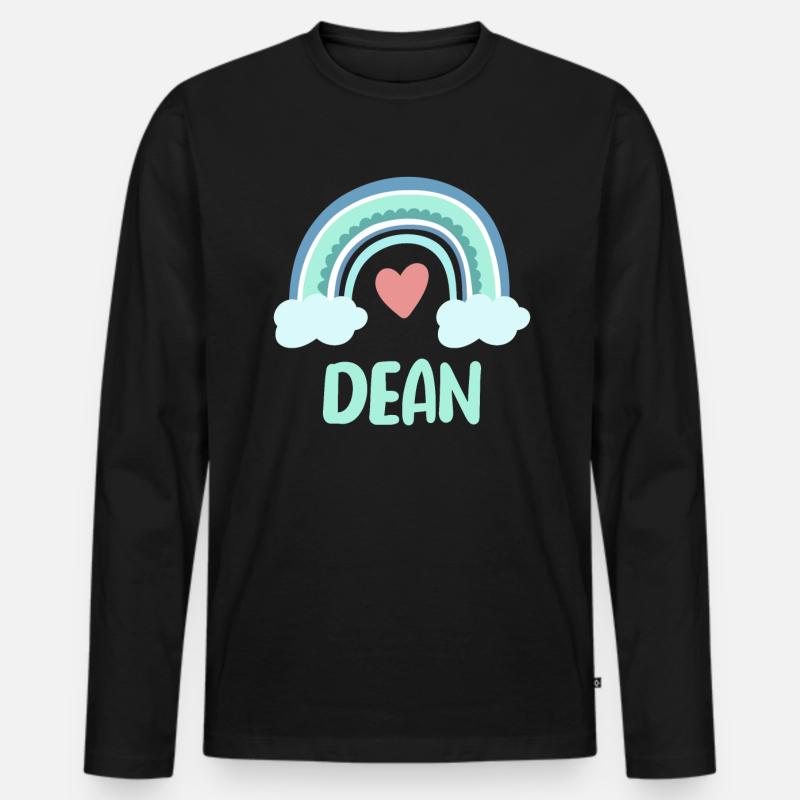 Dean Name Regenbogen Baby - Männer Premium Bio Langarmshirt - Schwarz