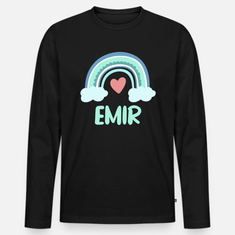 Emir Name Regenbogen Baby - Männer Premium Bio Langarmshirt - Schwarz