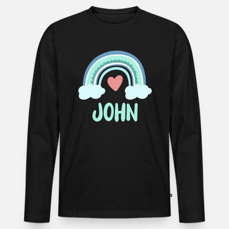 John Name Regenbogen Baby - Männer Premium Bio Langarmshirt - Schwarz