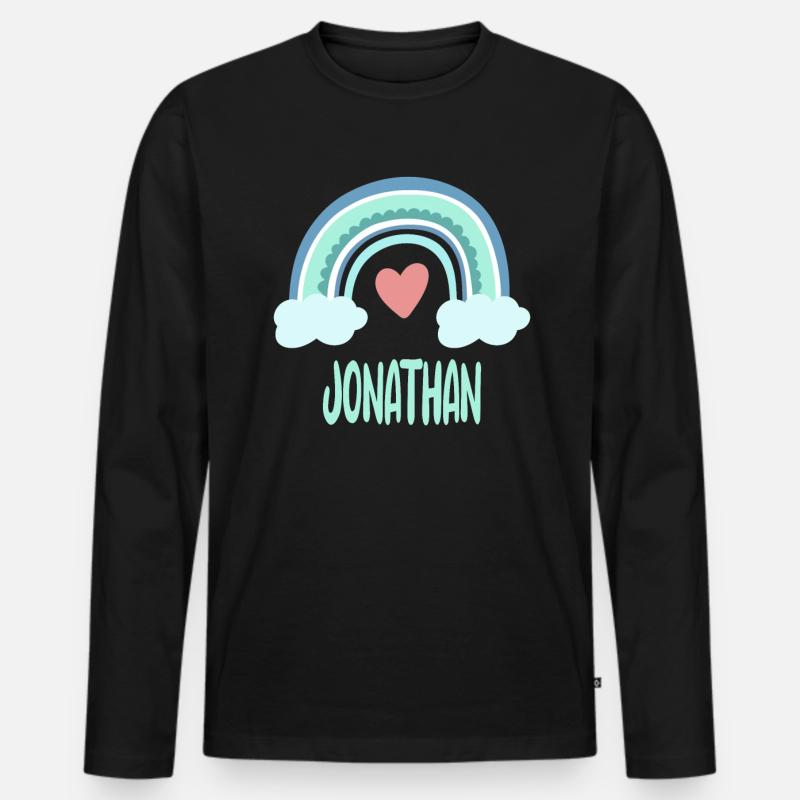 Jonathan Name Regenbogen Baby - Männer Premium Bio Langarmshirt - Schwarz