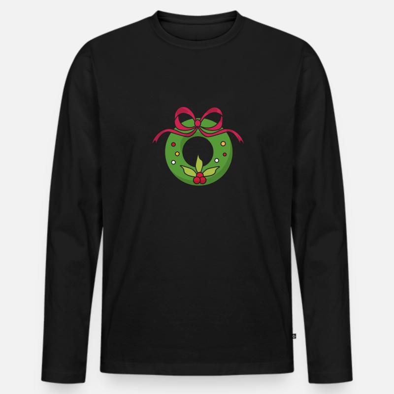 Weihnachtskranz - Männer Premium Bio Langarmshirt - Schwarz