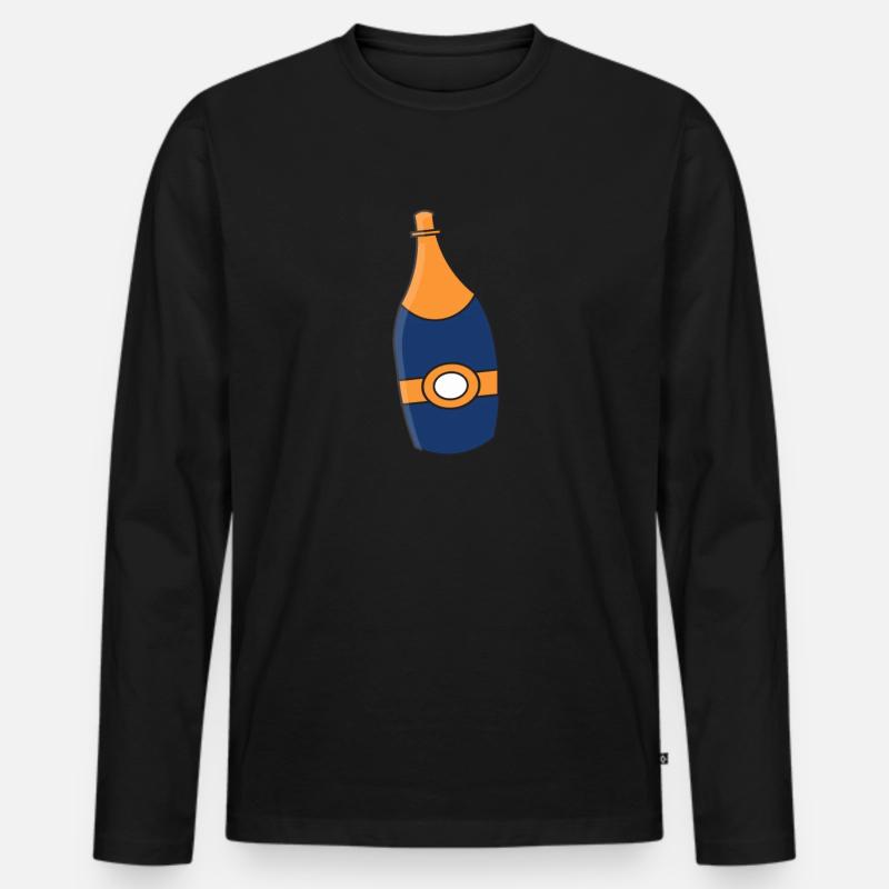 Sektflasche - Männer Premium Bio Langarmshirt - Schwarz