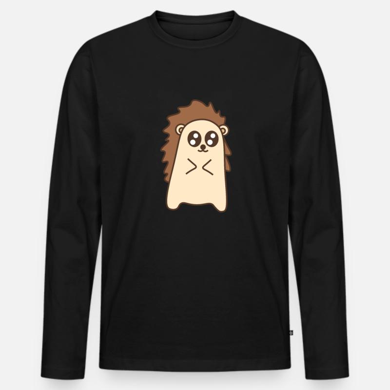 Igel Kawaii - Männer Premium Bio Langarmshirt - Schwarz