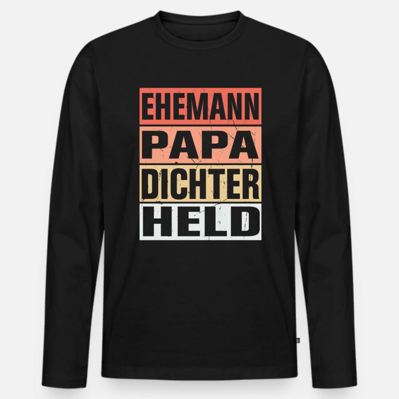Dichter Vater Ehemann Held - Männer Premium Bio Langarmshirt - Schwarz
