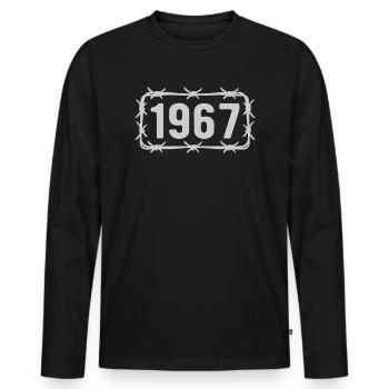 Geburtstag Jahrgang 1967 Stacheldraht - Männer Premium Bio Langarmshirt - Schwarz - Vorne - Nico (187cm)