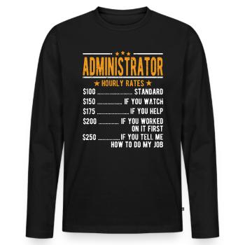 Administrator Stundenlohn - Männer Premium Bio Langarmshirt - Schwarz - Vorne - Nico (187cm)