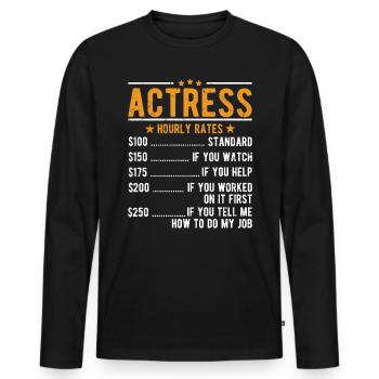 Actress Hourly wage - Men's Premium Organic Long Sleeve Shirt - black - Front - Nico (187cm)