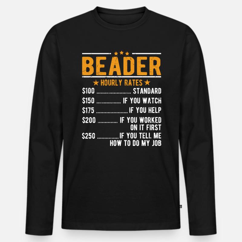 Perldehnung Stundenlohn - Männer Premium Bio Langarmshirt - Schwarz