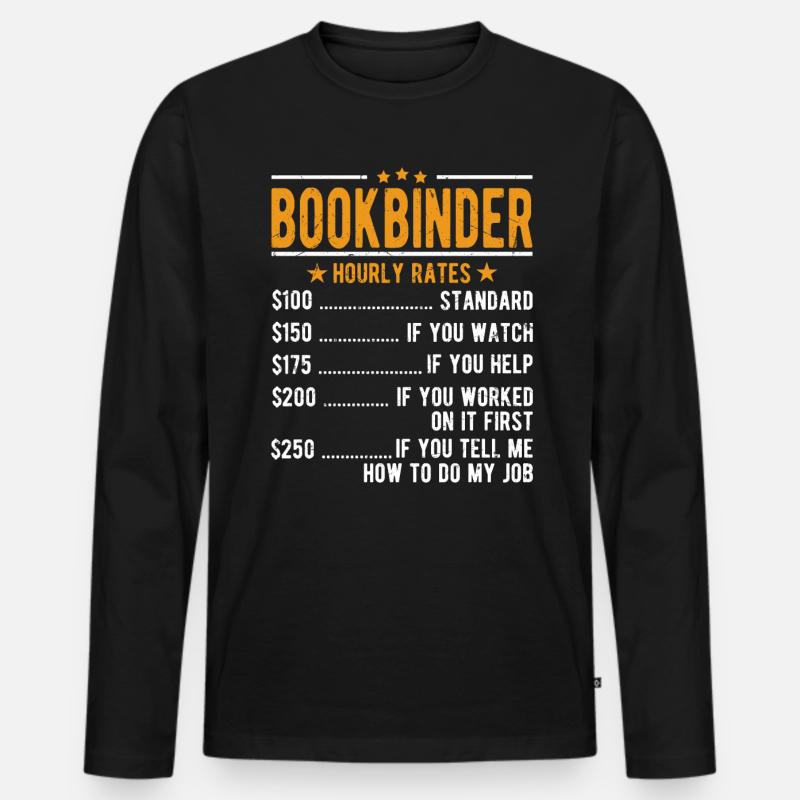 Buchbinder Stundenlohn - Männer Premium Bio Langarmshirt - Schwarz