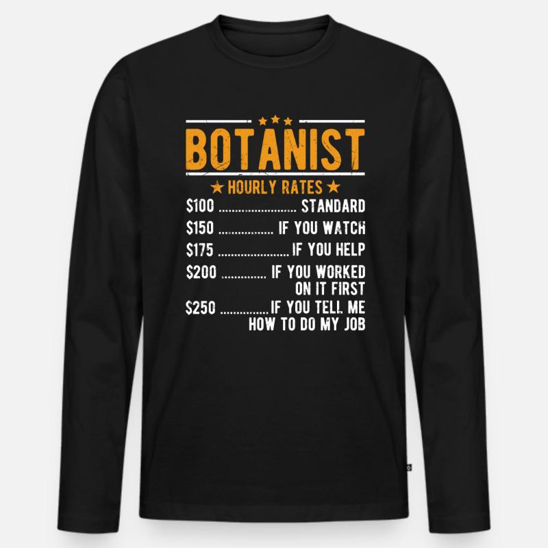 Botaniker Stundenlohn - Männer Premium Bio Langarmshirt - Schwarz
