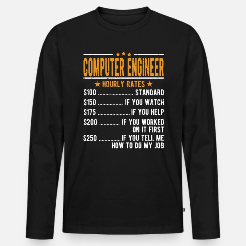 Computer technician hourly wage - Men's Premium Organic Long Sleeve Shirt - black