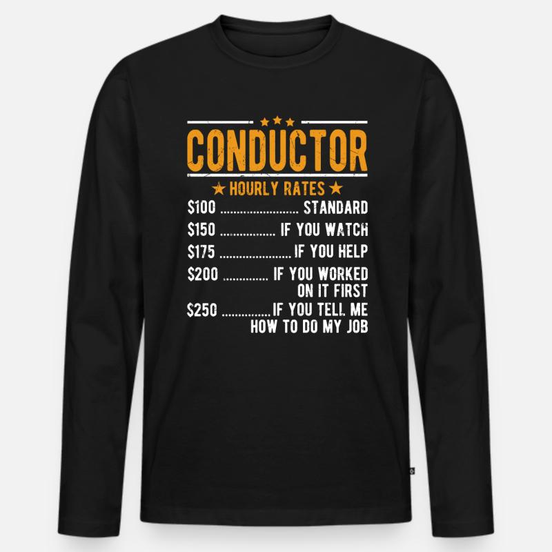 Dirigent Stundenlohn - Männer Premium Bio Langarmshirt - Schwarz