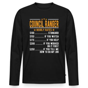 Council Ranger Stundenlohn - Männer Premium Bio Langarmshirt - Schwarz - Vorne - Nico (187cm)