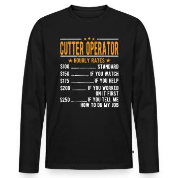 Cutter operator hourly wage - Men's Premium Organic Long Sleeve Shirt - black - Front - Nico (187cm)