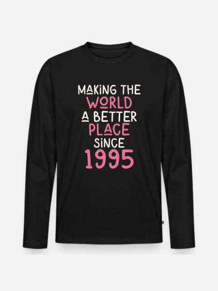 Gør verden til et bedre sted siden 1995 - Premium økologisk langærmet T-shirt til mænd - sort