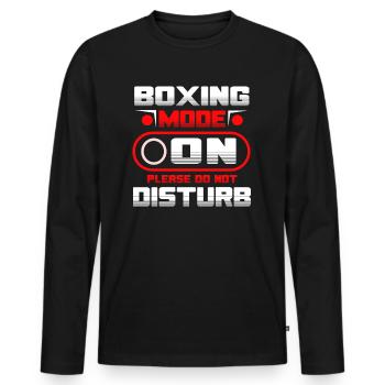 Boxing Mode On Please Do Not Disturb - Männer Premium Bio Langarmshirt - Schwarz - Vorne - Nico (187cm)