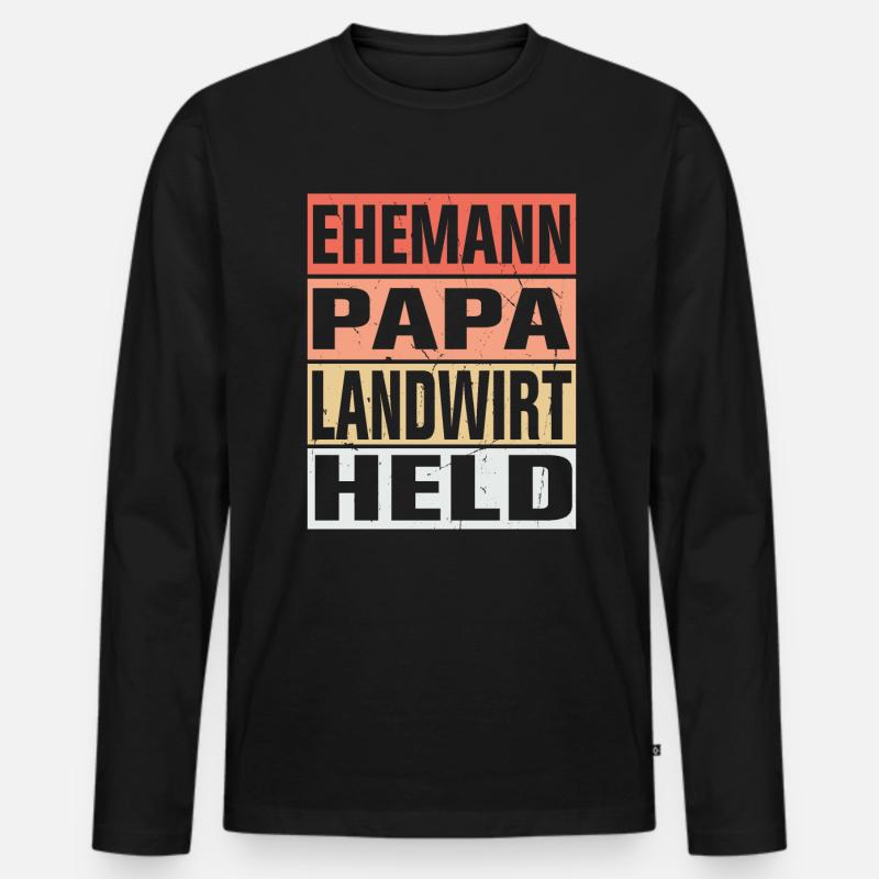 Landwirt Vater Ehemann Held - Männer Premium Bio Langarmshirt - Schwarz