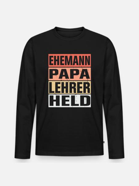 Lehrer Vater Ehemann Held - Männer Premium Bio Langarmshirt - Schwarz