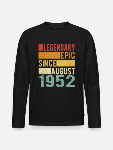 Date de naissance: Août 1952 Épopée légendaire - T-shirt manches longues Premium bio Homme - noir
