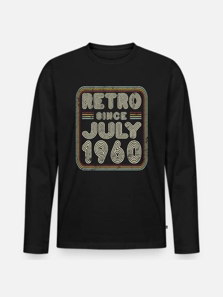 Birthday July 1960 Retro Gift - Men's Premium Organic Long Sleeve Shirt - black