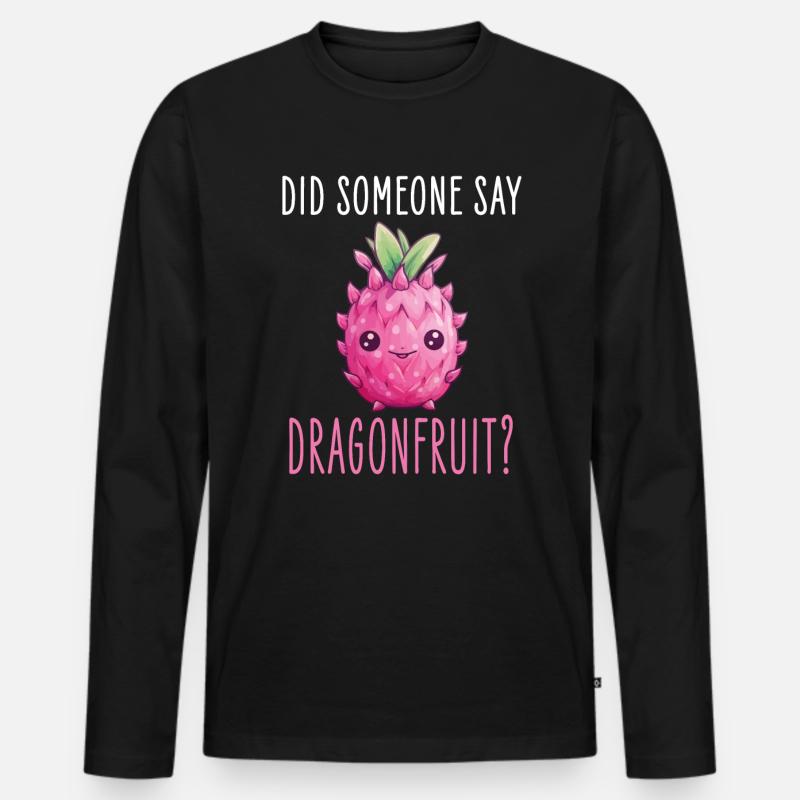 Drachfrucht Kawaii - Männer Premium Bio Langarmshirt - Schwarz