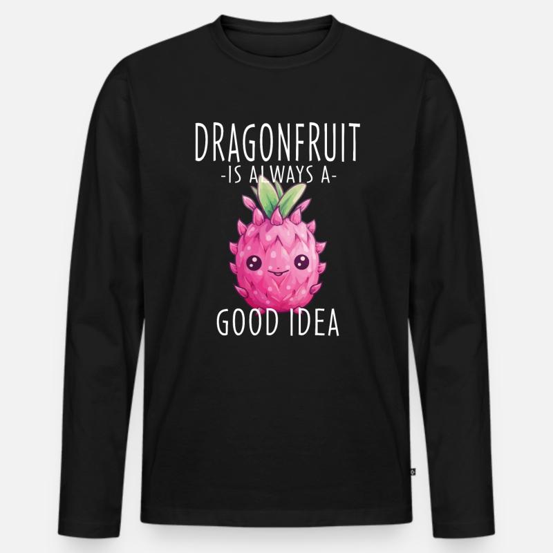Dragonfruit Kawaii - Männer Premium Bio Langarmshirt - Schwarz