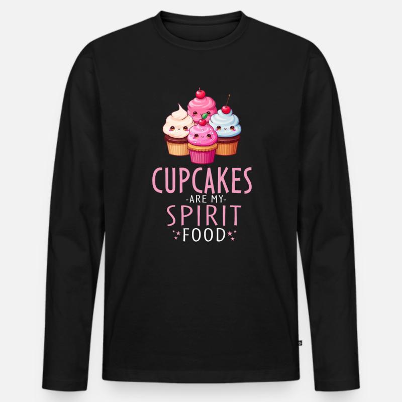 Cupcake Kawaii - Männer Premium Bio Langarmshirt - Schwarz