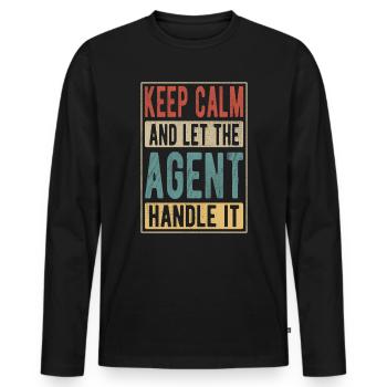 Agent Retro Geschenk - Männer Premium Bio Langarmshirt - Schwarz - Vorne - Nico (187cm)