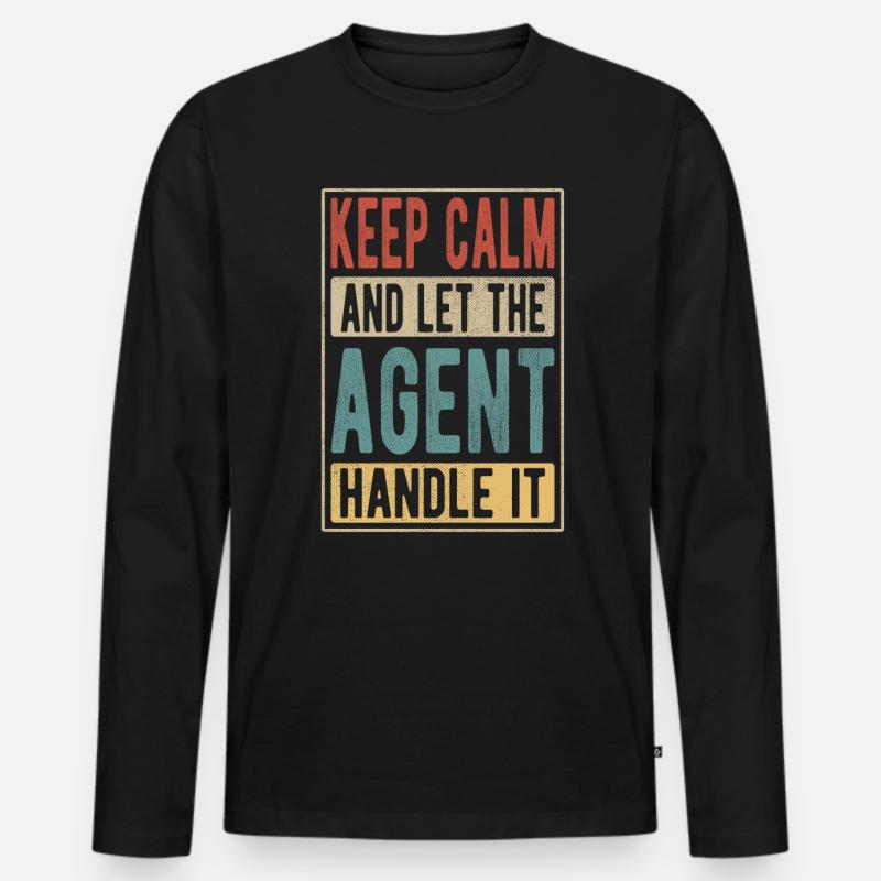 Agent Retro Geschenk - Männer Premium Bio Langarmshirt - Schwarz