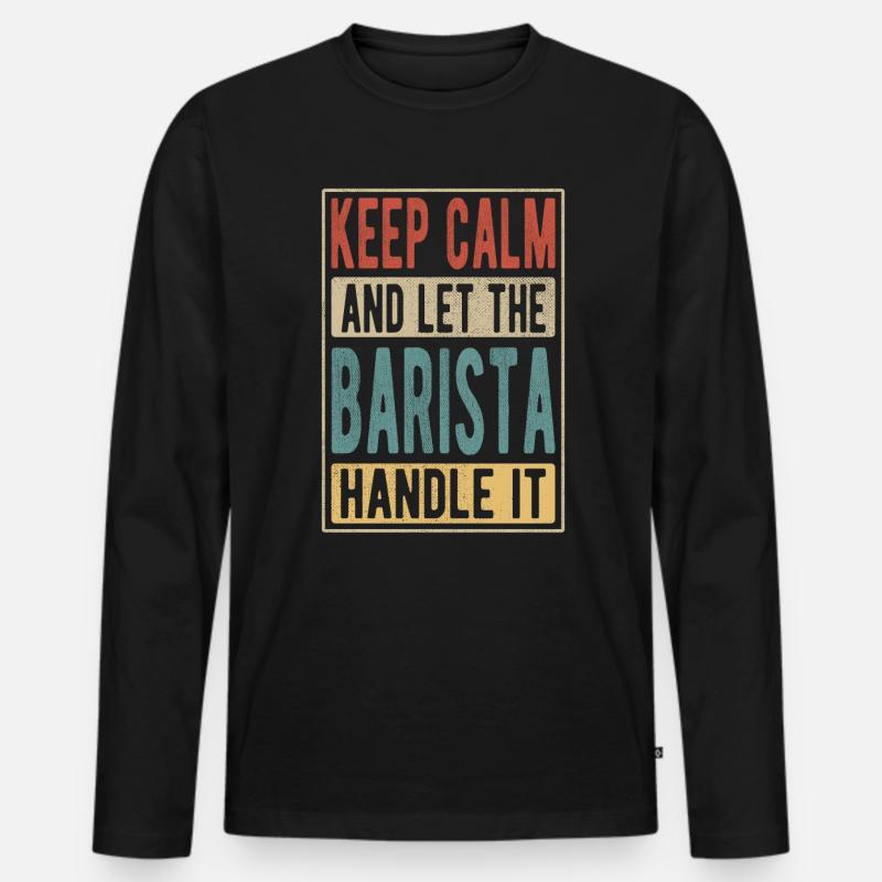 Barista Retro Geschenk - Männer Premium Bio Langarmshirt - Schwarz