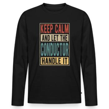Cadeau rétro de chef d’orchestre - T-shirt manches longues Premium bio Homme - noir - Devant - Nico (187cm)