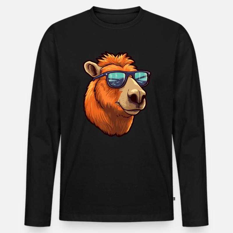 Capybara Sonnenbrille Cooles Capybara - Männer Premium Bio Langarmshirt - Schwarz