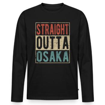 Straight Outta Osaka - Männer Premium Bio Langarmshirt - Schwarz - Vorne - Nico (187cm)