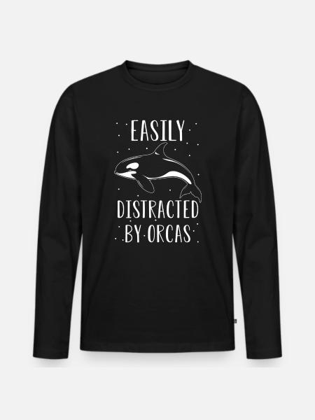 Orca Wal Spruch - Männer Premium Bio Langarmshirt - Schwarz