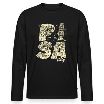 Pisa Italy Souvenir Holiday - Men's Premium Organic Long Sleeve Shirt - black - Front - Nico (187cm)