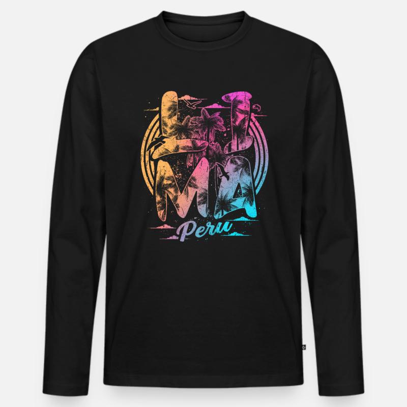 Lima Peru Souvenir Urlaub - Männer Premium Bio Langarmshirt - Schwarz