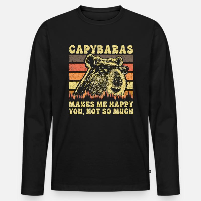 Capybara Retro Spruch - Männer Premium Bio Langarmshirt - Schwarz