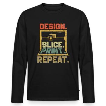 Impression 3D Imprimante 3D Retro Design Slice Print - T-shirt manches longues Premium bio Homme - noir - Devant - Nico (187cm)