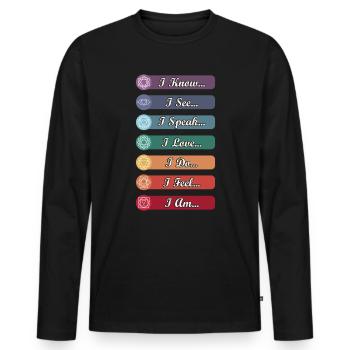 Yoga Chakra Symbole - Männer Premium Bio Langarmshirt - Schwarz - Vorne - Nico (187cm)