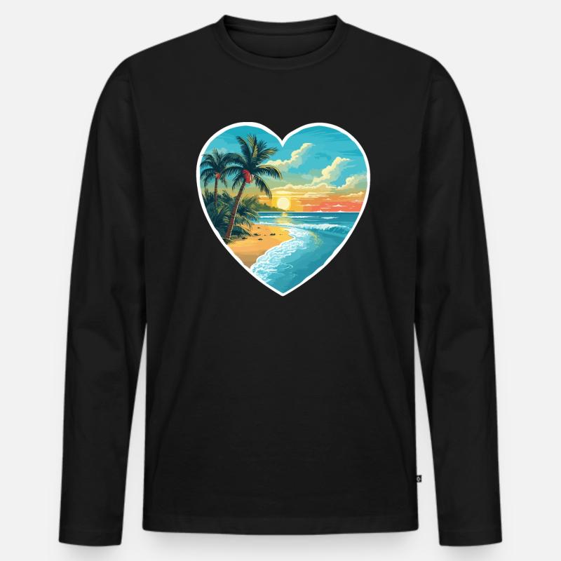 Strand Liebe - Männer Premium Bio Langarmshirt - Schwarz