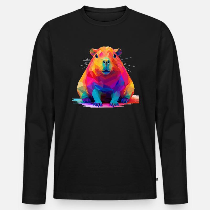 Conception de polygones bas Capybara - T-shirt manches longues Premium bio Homme - noir