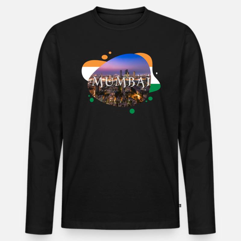 Mumbai Indien Souvenir - Männer Premium Bio Langarmshirt - Schwarz