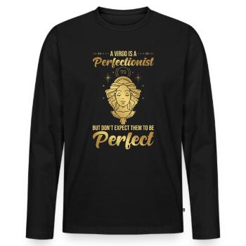 Horoscope astrologique du zodiaque de la Vierge Vierge - T-shirt manches longues Premium bio Homme - noir - Devant - Nico (187cm)
