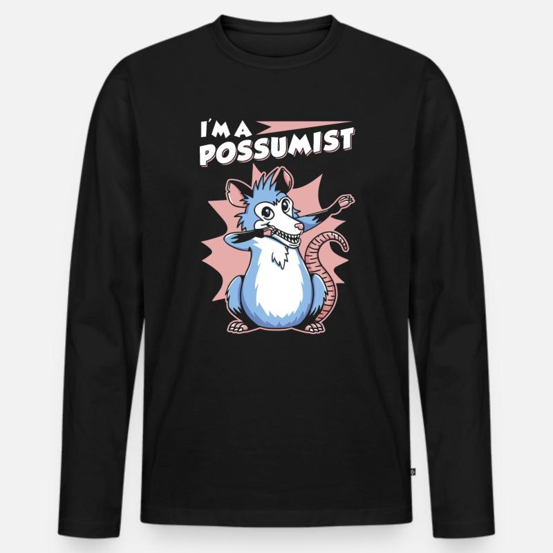 Opossum Spruch - Männer Premium Bio Langarmshirt - Schwarz