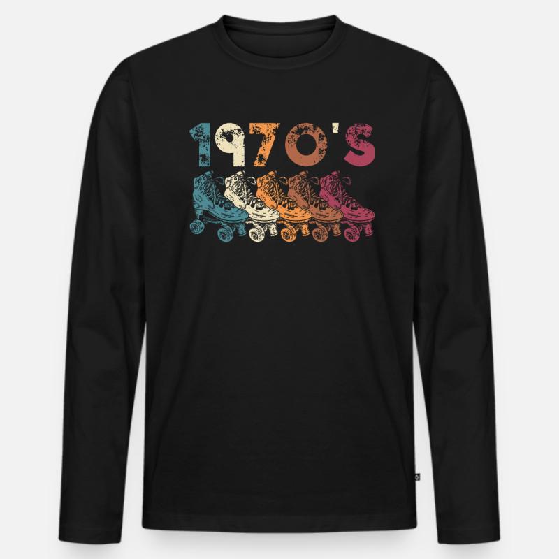 70s Rollerskate Rollerskating - Männer Premium Bio Langarmshirt - Schwarz