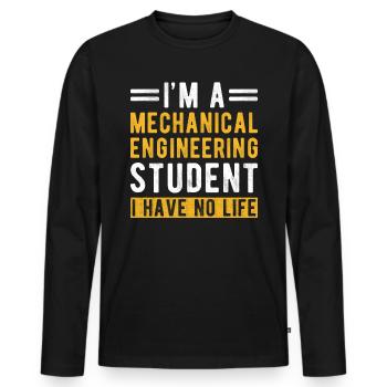 Cadeau étudiant en génie mécanique - T-shirt manches longues Premium bio Homme - noir - Devant - Nico (187cm)