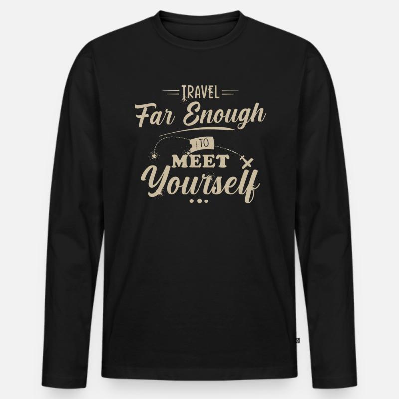 Reisen Spruch - Männer Premium Bio Langarmshirt - Schwarz